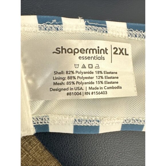 Shapermint Women's Plus 2XL Full Coverage Halter Bikini Swim Top Blue Striped - Picture 5 of 12